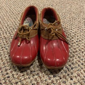 Red Sperry Duck Boots